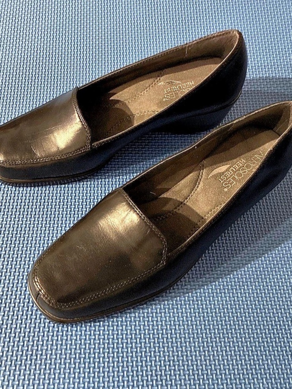 Aerosoles Leather Wedge Loafers in Brown US 7.5 M